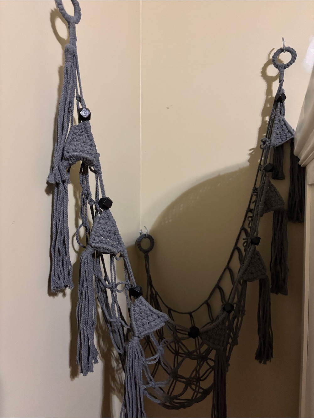 Handmade Gray Macramé Wall Hanging - Decorative Boho Accent